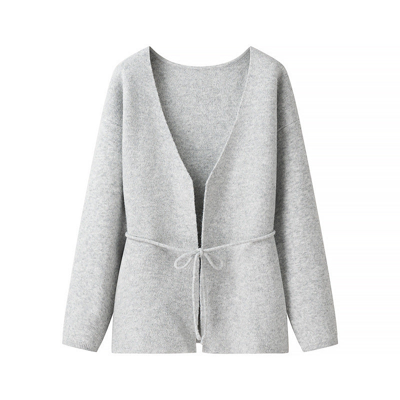 Damen Strickjacke Kuschelig Mit Bindegürtel Modern