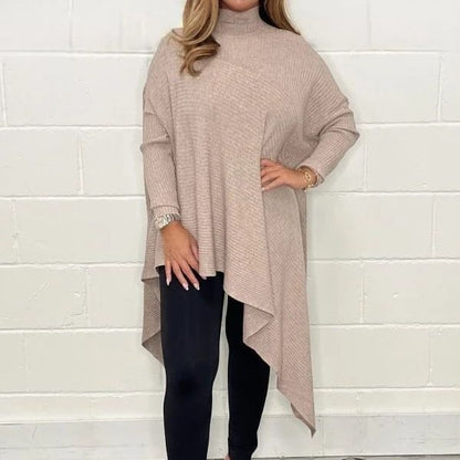 Damen Asymmetrisches Strickoberteil mit hohem Kragen Norvielle