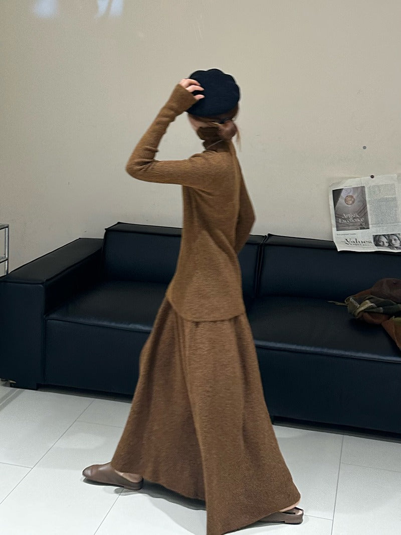 Damen Strickkleid Lang Rippdesign Norvielle