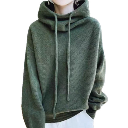 Damen Oversized Pullover mit hohem Kragen und Schnürdetails Norvielle