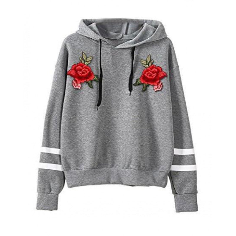 Damen Sweatshirt Rosenstickerei Norvielle
