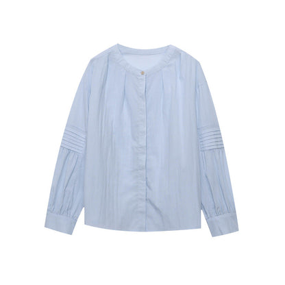 Damen Bluse mit Puffärmeln und Knöpfen Norvielle