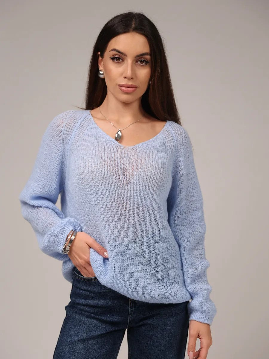 Damen Pullover Weiches Material Lässiger Look Beige