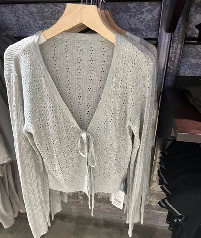 Damen Strickcardigan Verstellbare Schnürung Elegantes Design