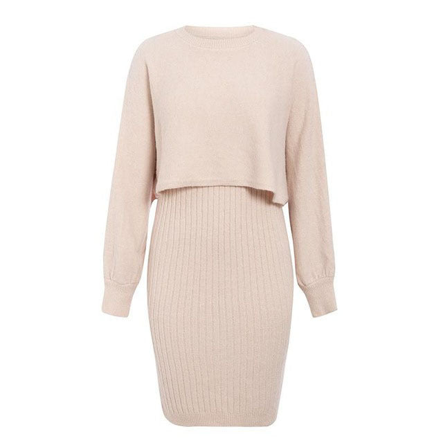 Damen Strickkleid Cropped-Oberteil Norvielle