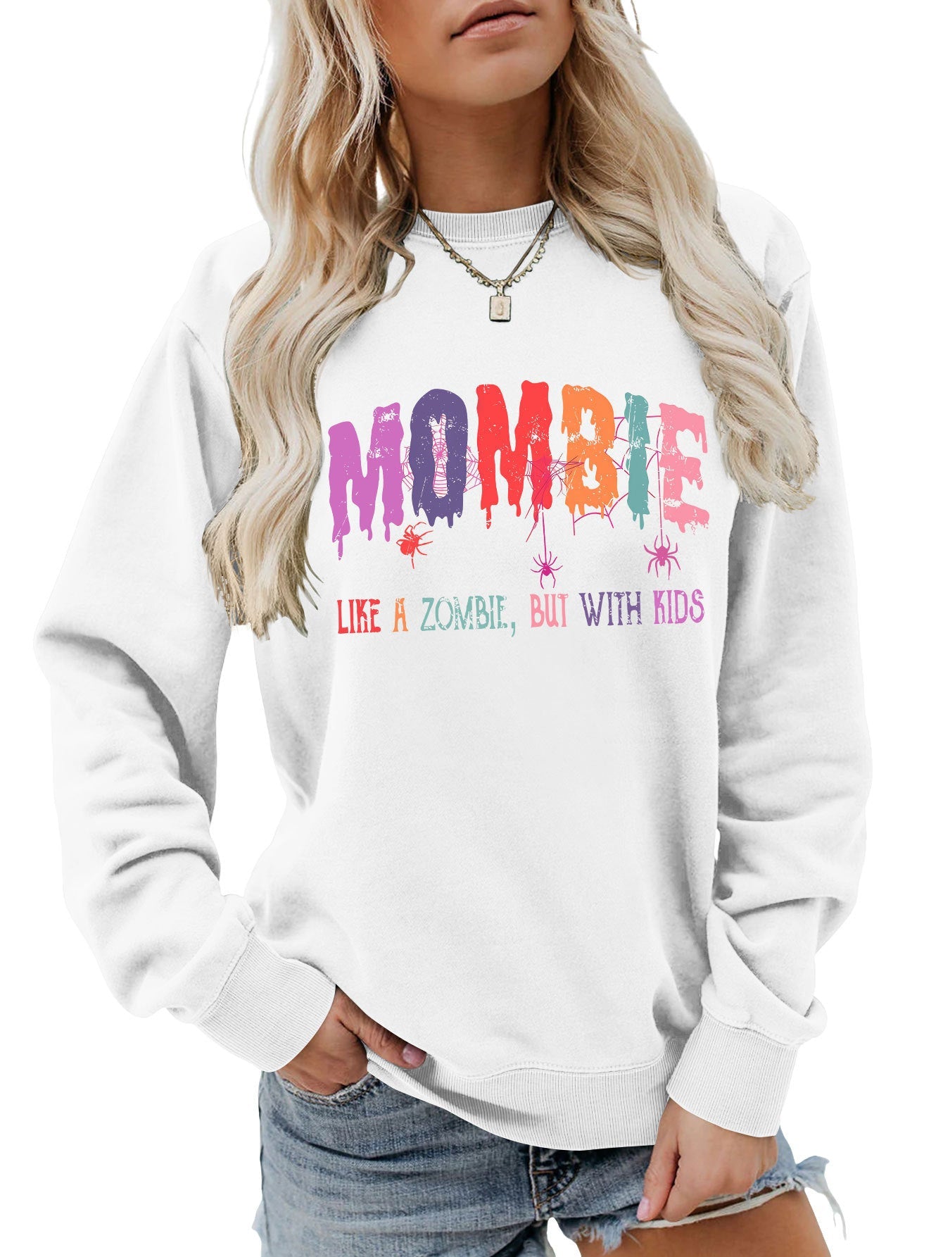 Damen Sweatshirt Zombie Motiv Norvielle