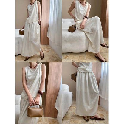 Damen Maxikleid Asymmetrischer Saum Fließender Stoff