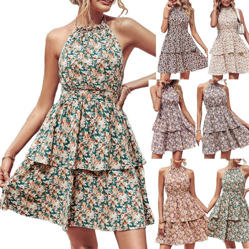 Damen Sommerkleid Volant Hochgeschlossen Norvielle - Norvielle