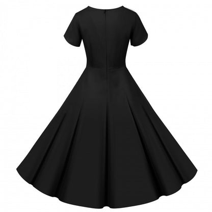 Damen Swingkleid V-Ausschnitt Weit Rock Norvielle