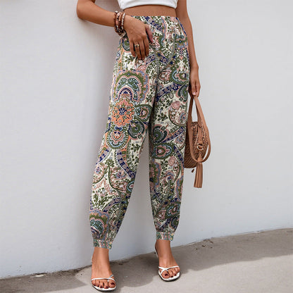 Damen Palazzo-Hose Floralmuster Elastischer Bund Norvielle
