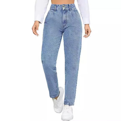 Damen High-Waist Boyfriend Jeans Klassischer Schnitt