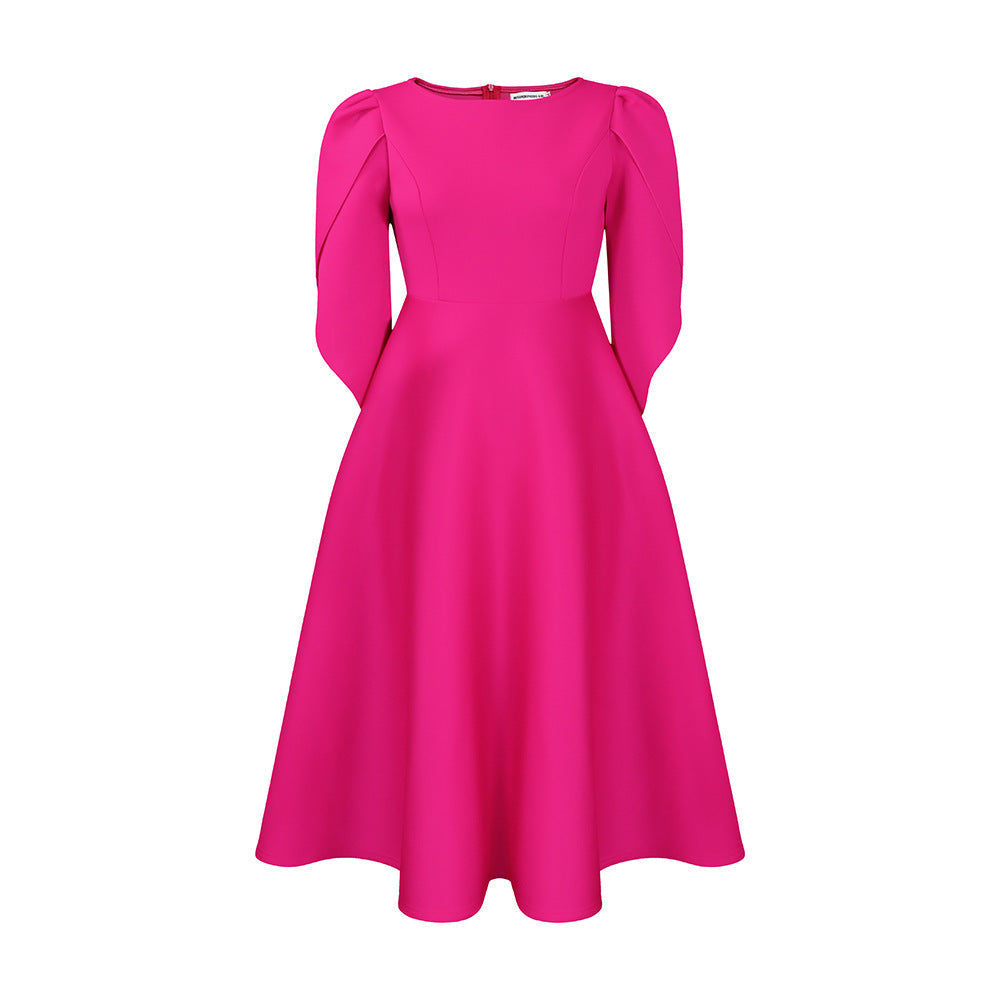 Damen Abendkleid mit Handballenärmel und schwingendem Rock