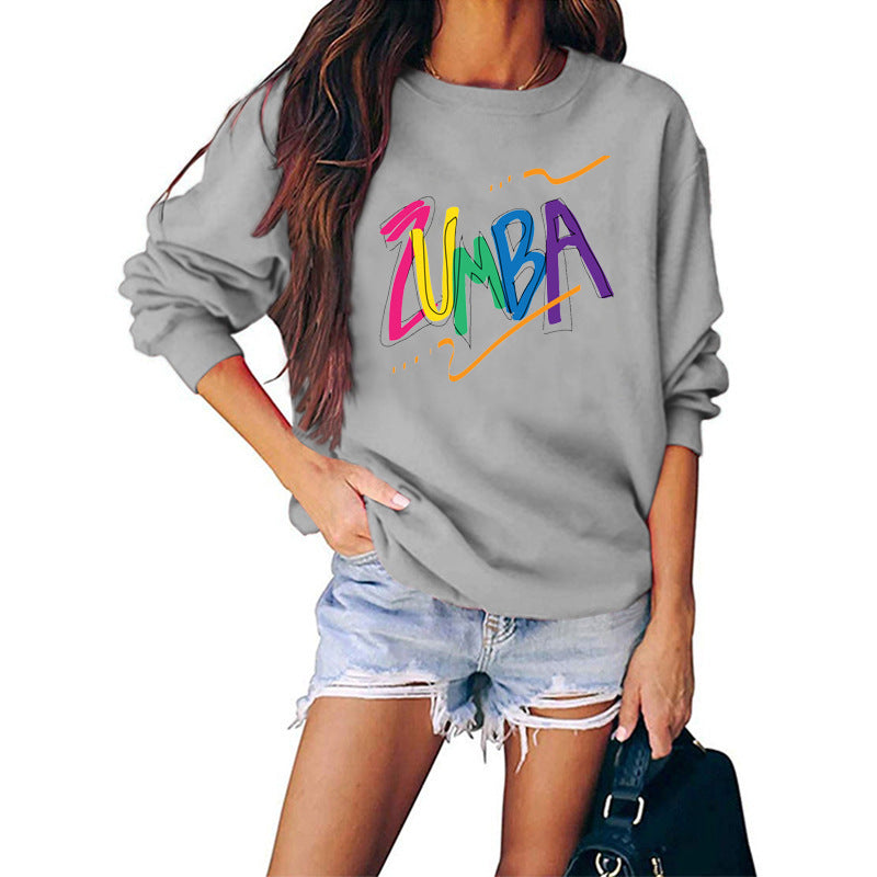 Damen Sweatshirt Modernes Zumba Design Lässig Grau