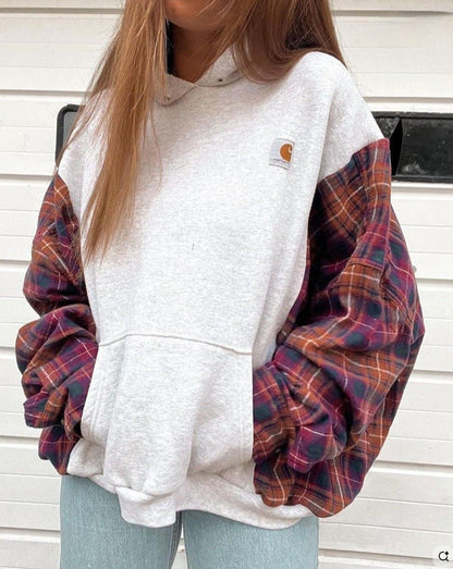 Damen Kapuzenpullover Karomuster Norvielle