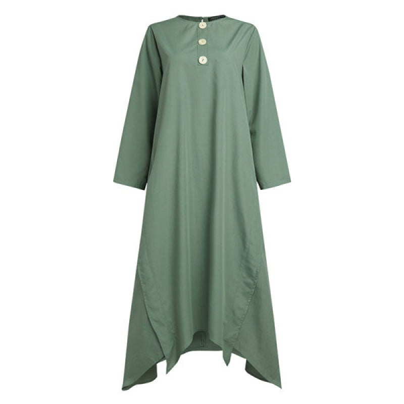 Damen Longshirt Asymmetrischer Saum Knopf Norvielle
