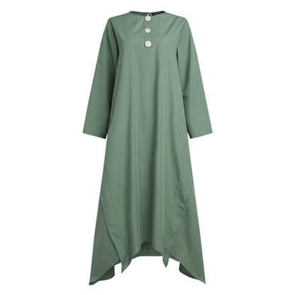 Damen Longshirt Asymmetrischer Saum Knopf Norvielle
