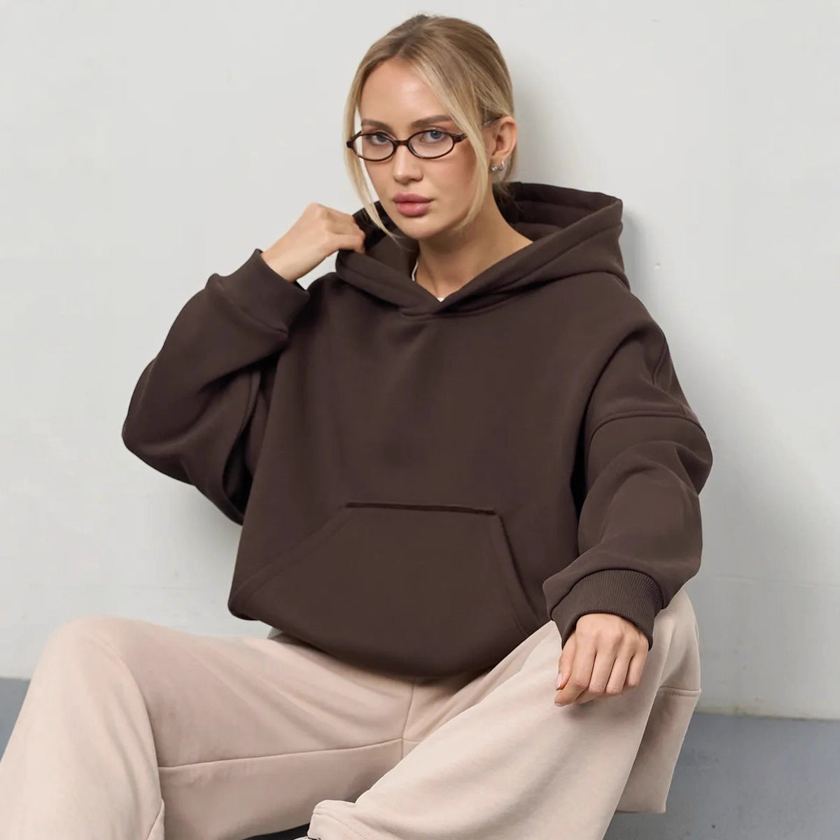 Damen Oversized Kapuzenpullover Lässiger Schnitt Mit Seitentaschen - Norvielle