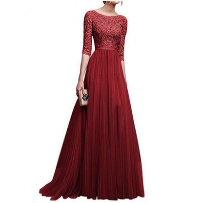 Damen Abendkleid Spitze Voluminöser Rock Norvielle