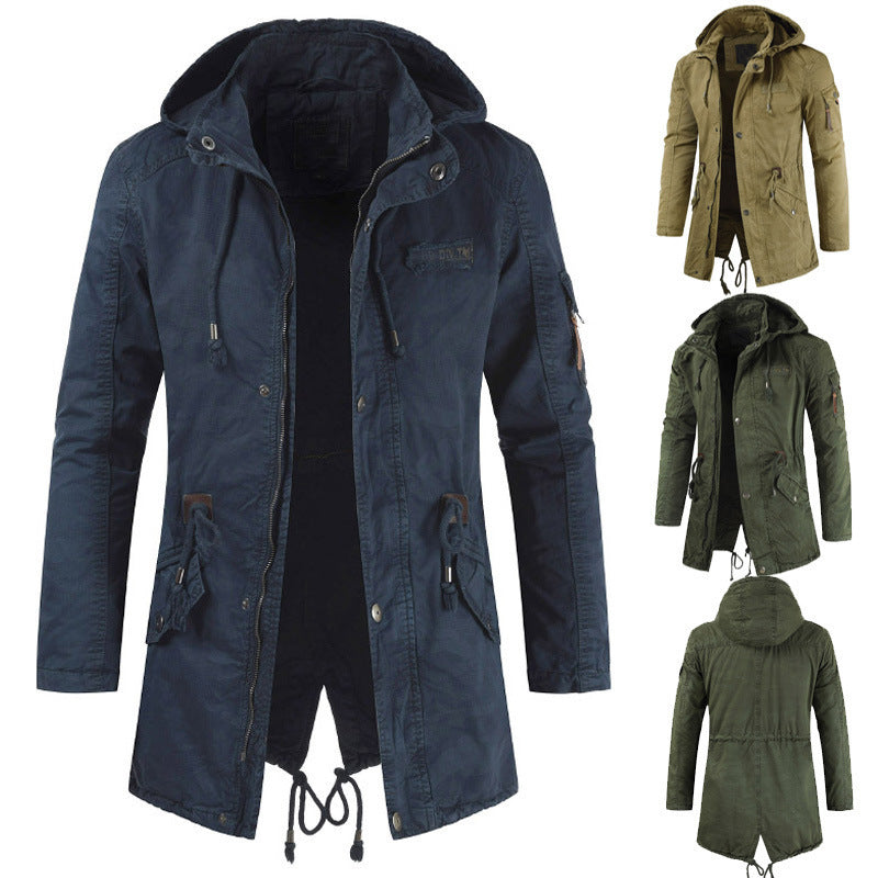 Herren Parkajacke Kapuze Taschen Norvielle Funktionell Lässig