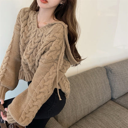 Damen Strickponcho Zopfmuster Norvielle