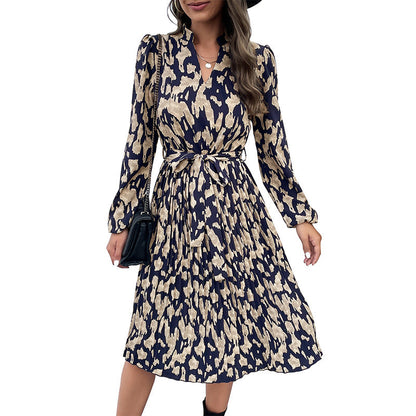 Damen Midi-Kleid Rüschen Taillengürtel Norvielle