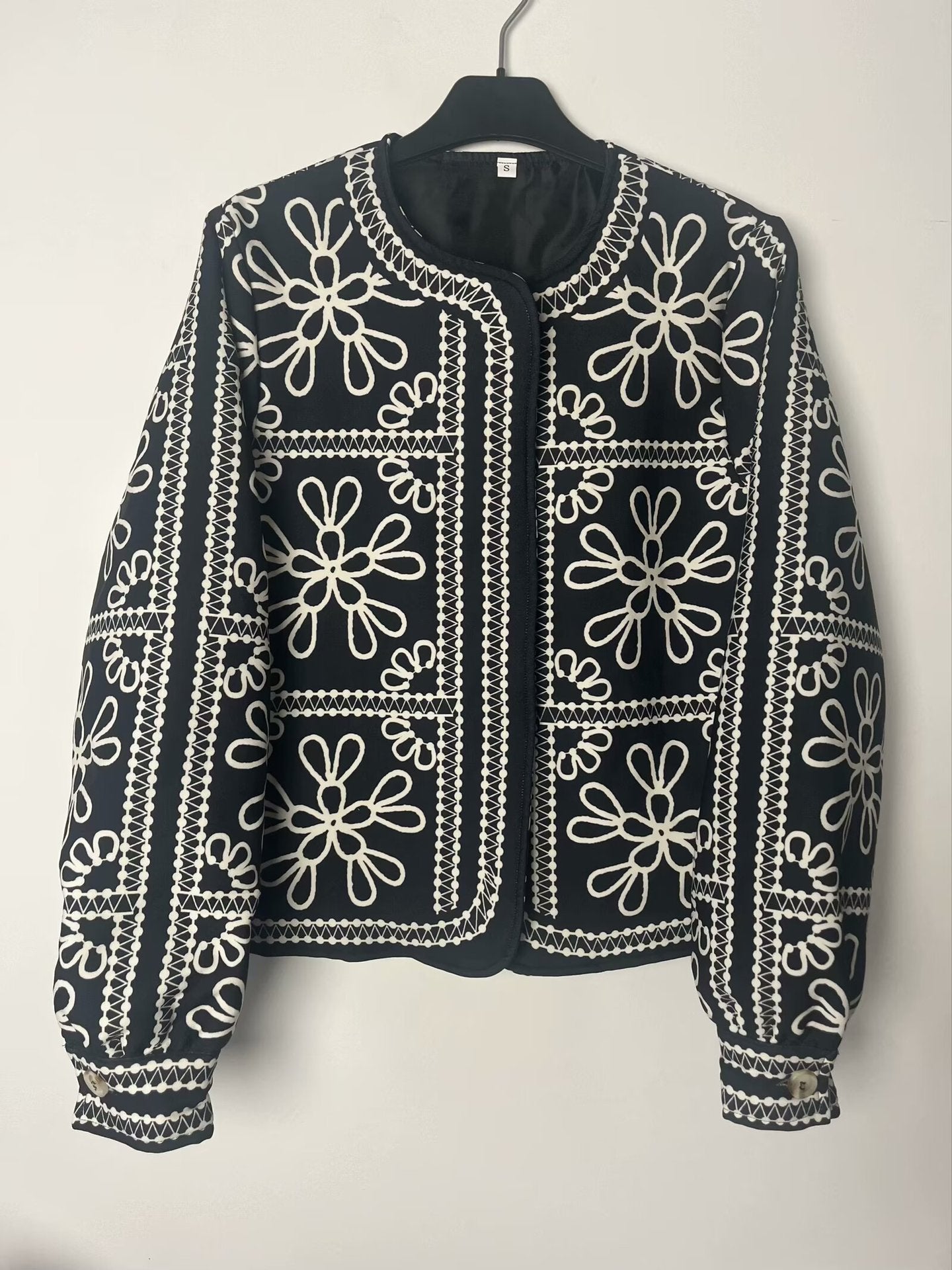Damen Patchwork-Jacke Florales Muster Elegant