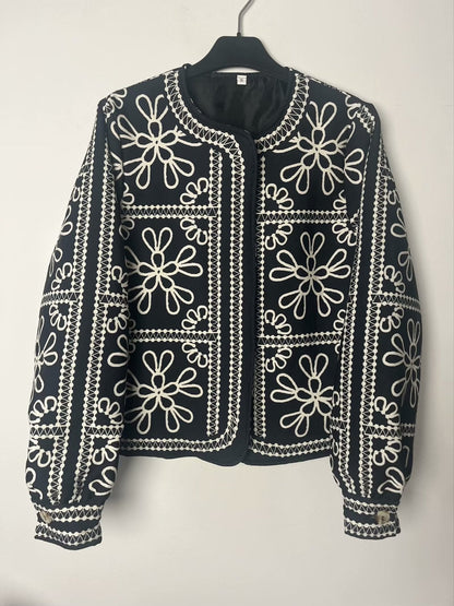 Damen Patchwork-Jacke Florales Muster Elegant