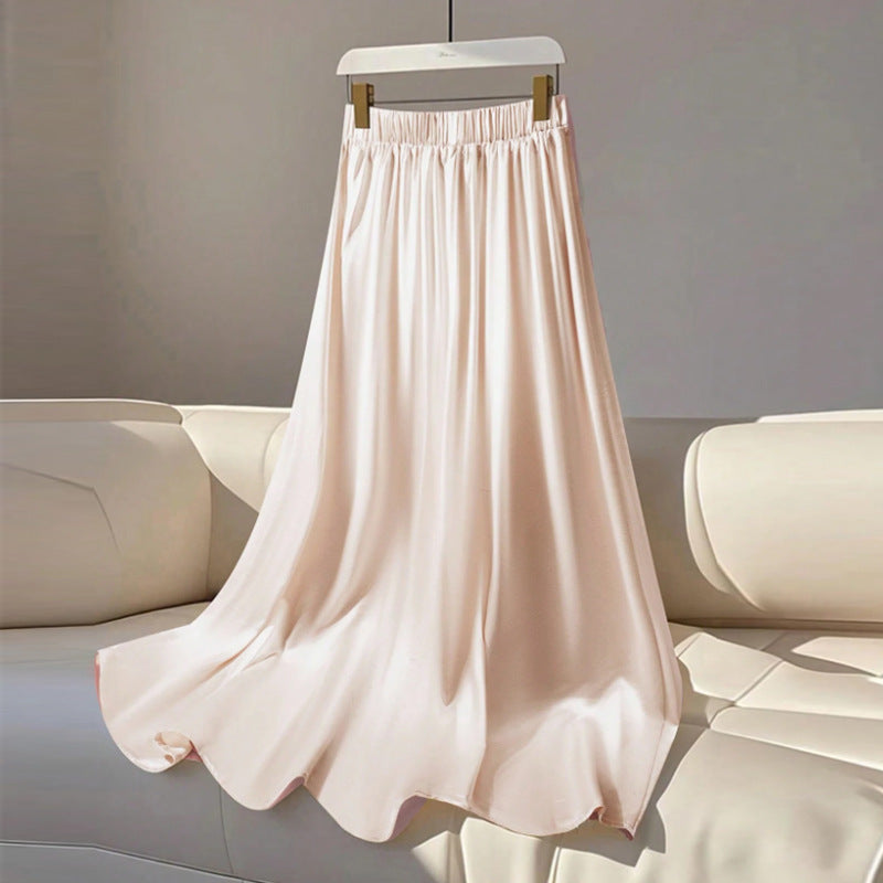 Damen Maxi-Rock Edelstoff Fließender Schnitt
