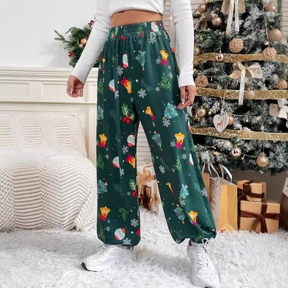 Damen Pyjamahose Festlich Muster Baumwolle Weiß