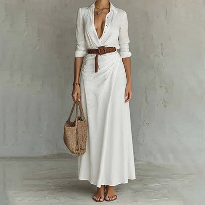 Damen Maxi-Kleid V-Ausschnitt Tailliert Norvielle