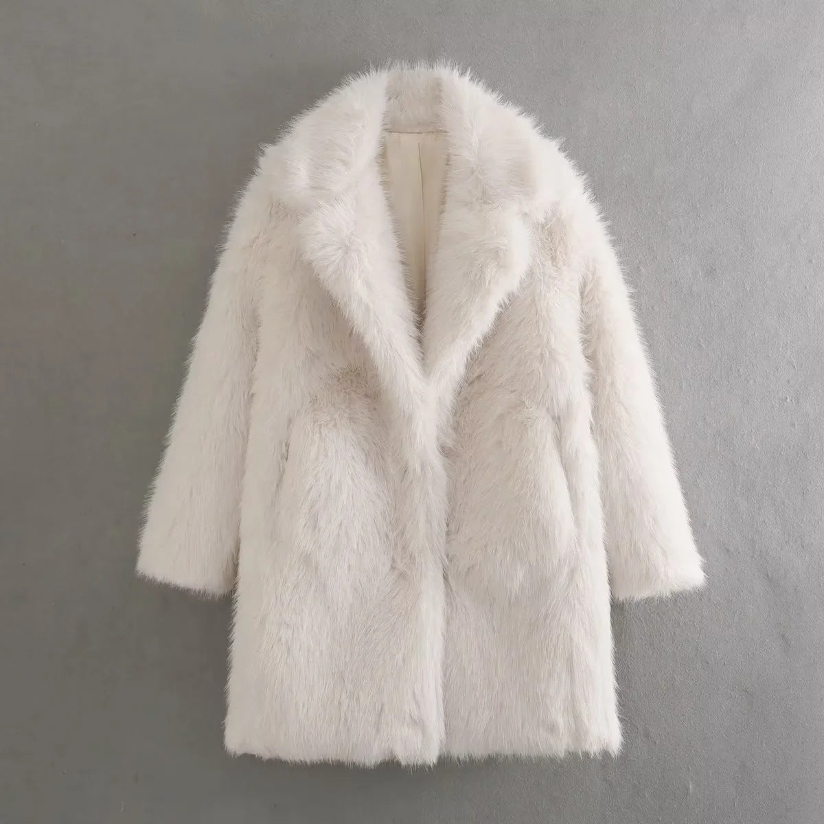 Damen Plüschjacke Elegant Revers Praktische Taschen Norvielle