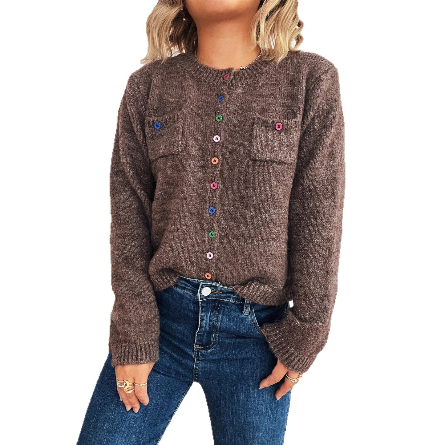 Damen Strickjacke Kuschelig Bunt Norvielle