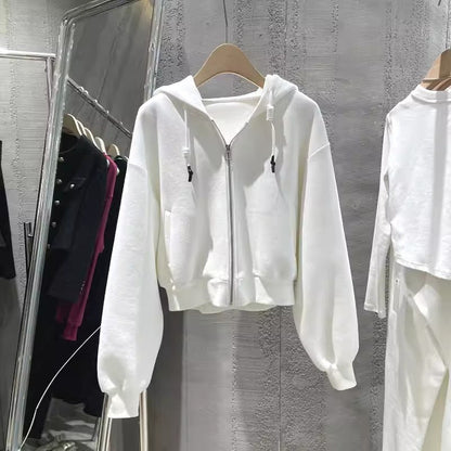 Damen Cropped Kapuzenjacke Elastisch Lässig