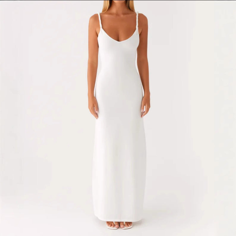 Damen Maxikleid Langarm Elastisch V-Ausschnitt Norvielle