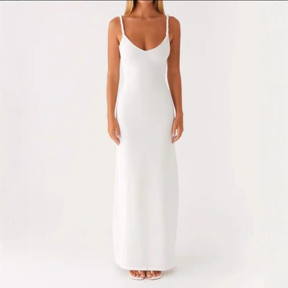 Damen Maxikleid Langarm Elastisch V-Ausschnitt Norvielle