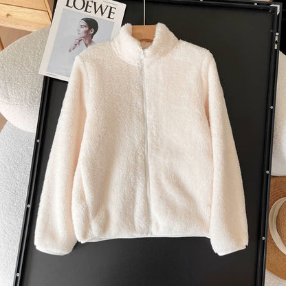 Damen Fleecejacke Flauschig Hochkragen Reißverschluss Norvielle