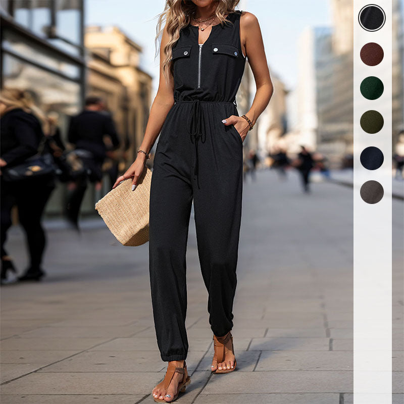 Damen Jumpsuit mit Taschen und verstellbarem Taillenzug Norvielle - Norvielle