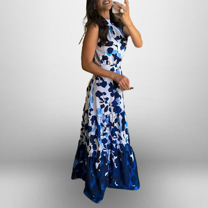 Damen Maxikleid Stehkragen Fließender Rock Norvielle
