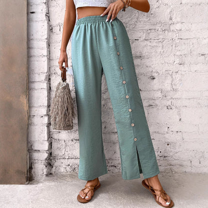 Damen Freizeithose Weit Geschnitten Mit Schlitzen