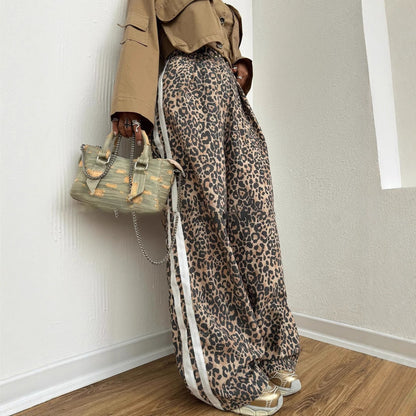 Damen Maxihose Leopardenmuster Baumwolle