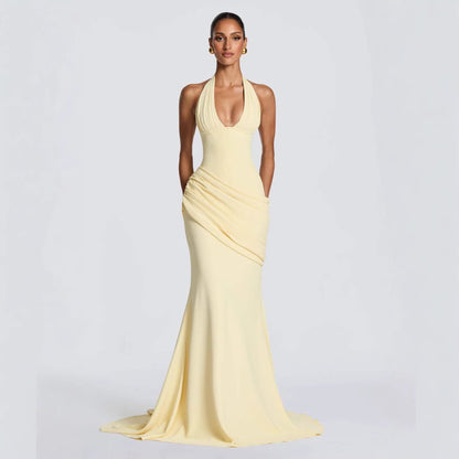 Damen Abendkleid Wickeldesign V-Ausschnitt Norvielle