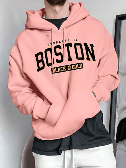 Herren Kapuzensweater Boston-Print Weich Norvielle