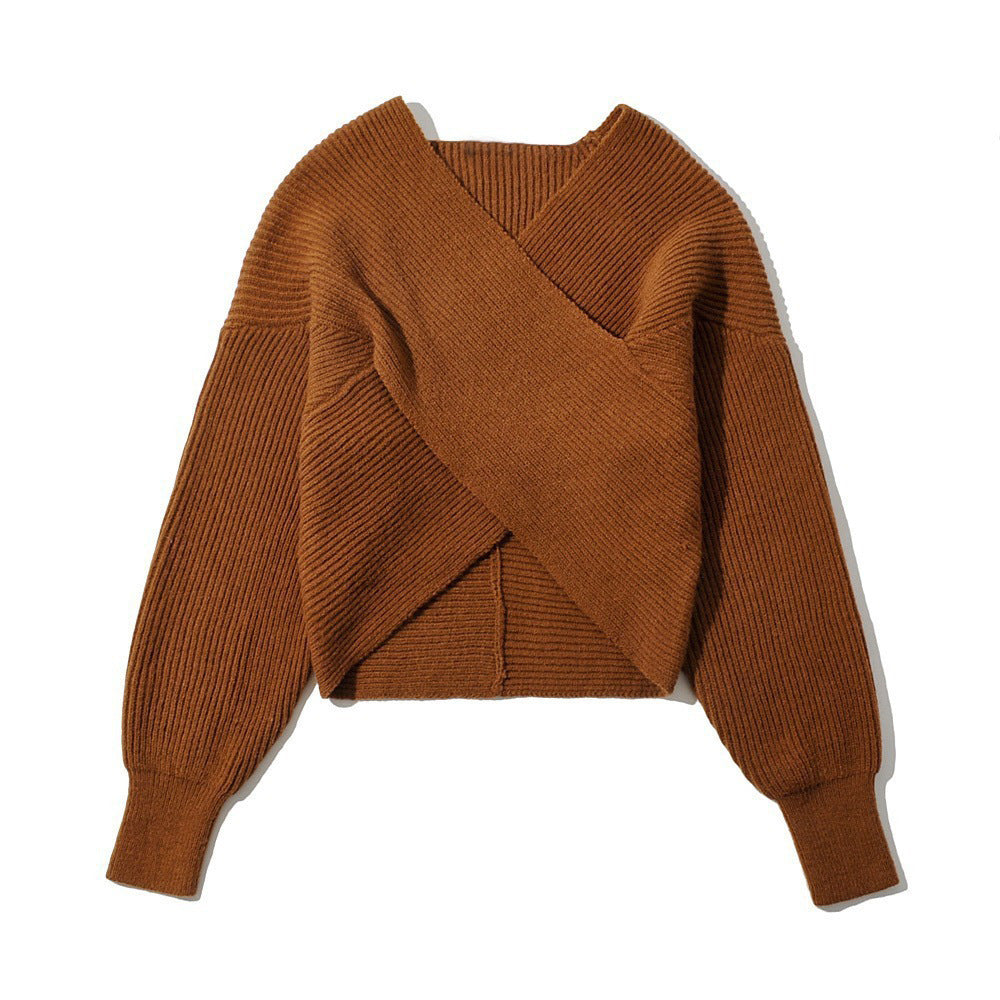 Damen Wickelpullover Modernes Strukturdesign Norvielle