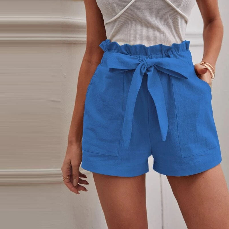 Norvielle Damen Shorts Einfarbig Baumwolle