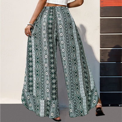 Damen Palazzo-Hose Asymmetrisch Florales Muster