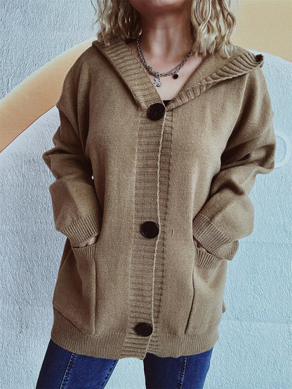 Damen Strickjacke mit Kapuze und Taschen Norvielle