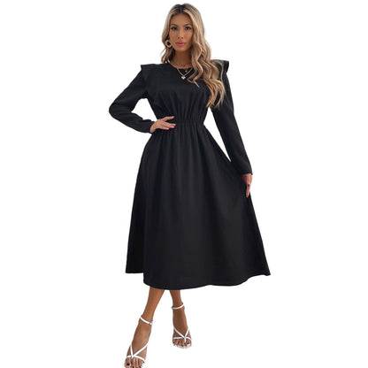 Damen Maxikleid Rüschendetails Elastischer Taillenbund Norvielle