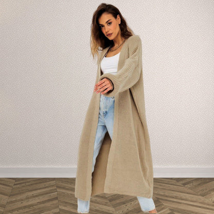 Damen Grobstrick Cardigan Offenes Frontdesign Tiefen Taschen Norvielle