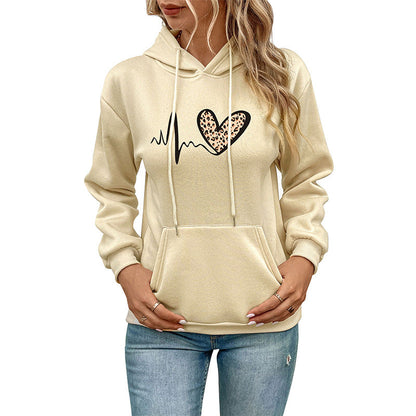 Damen Kapuzenpullover Tierdesign Kängurutaschen