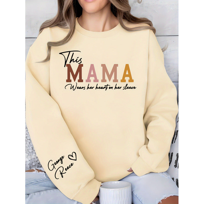 Damen Sweatshirt Mama Aufdruck Bequem Grün - Norvielle